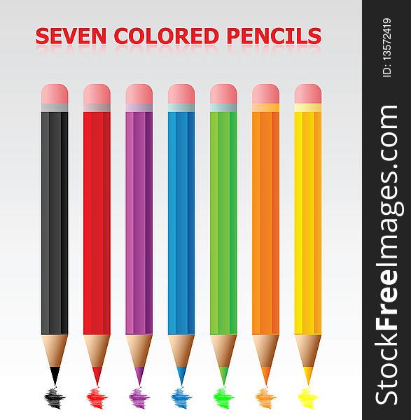 Seven Colored Pencils