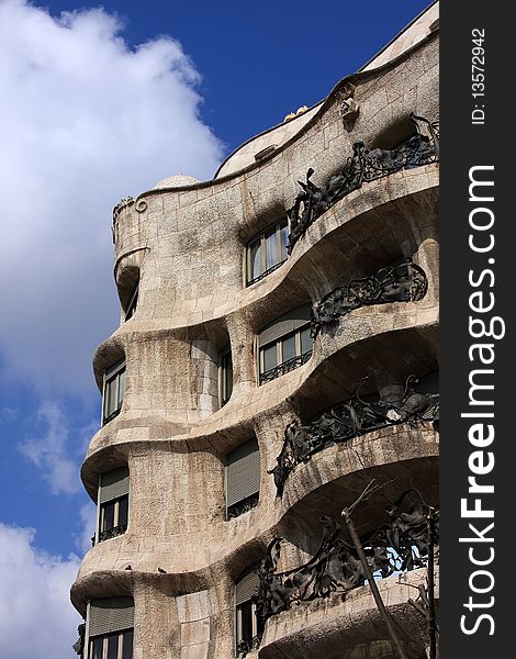 La Pedrera exterior with his special decorations, Barcelona, Spain