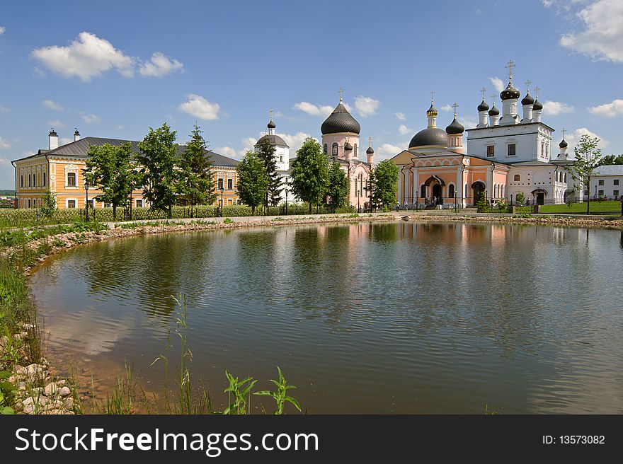 Temples and buildings inside the monastery, sunny day, Russia,. Temples and buildings inside the monastery, sunny day, Russia,