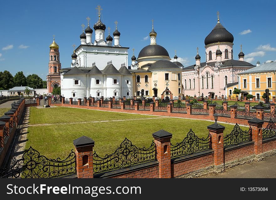 Temples and buildings inside the monastery, sunny day, Russia,. Temples and buildings inside the monastery, sunny day, Russia,