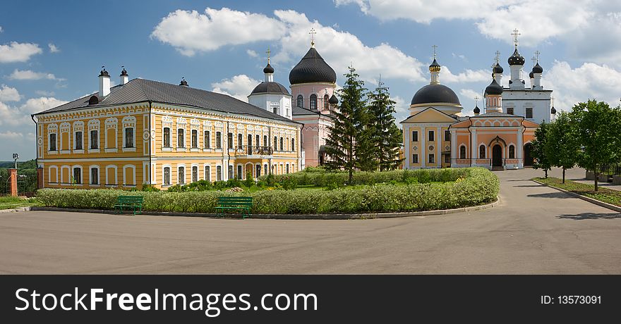 Temples and buildings inside the monastery, sunny day, Russia,. Temples and buildings inside the monastery, sunny day, Russia,