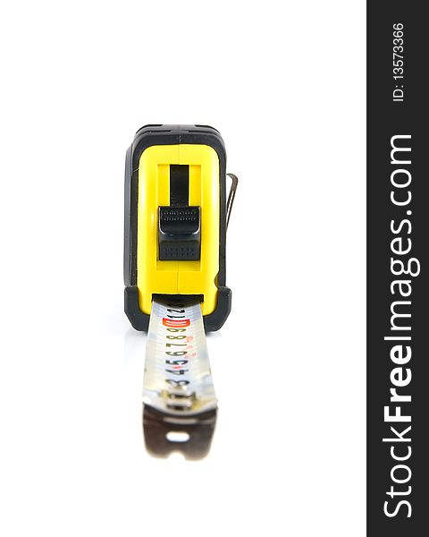 Tape-measure on a white background