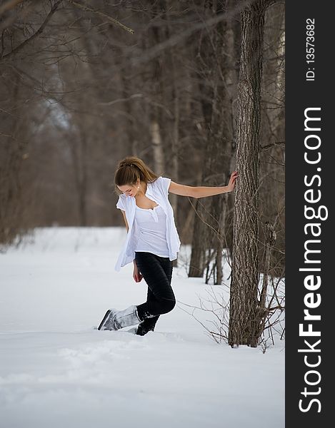 Fashion Model Posing In Winter