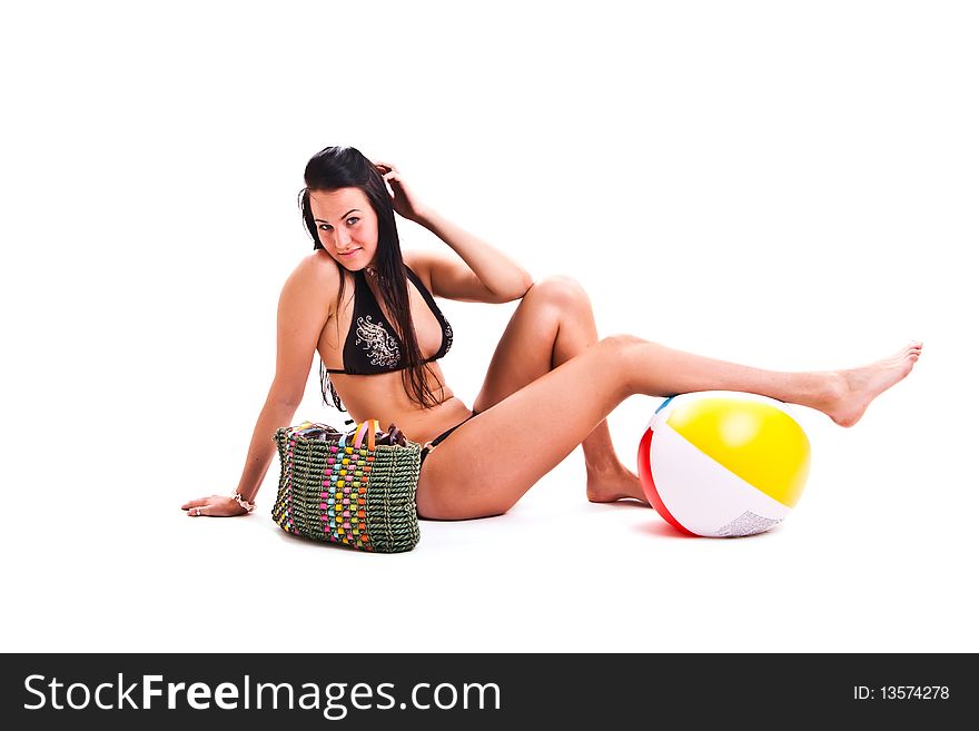 Isolated photo set of the woman in swimwear