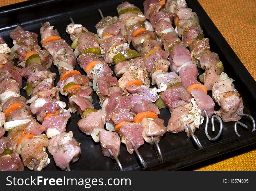 Meat redi for grill with vegetable and a lot of spaces. Meat redi for grill with vegetable and a lot of spaces.