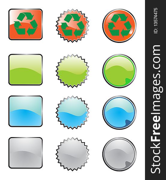 Glossy recycle web buttons in different colors