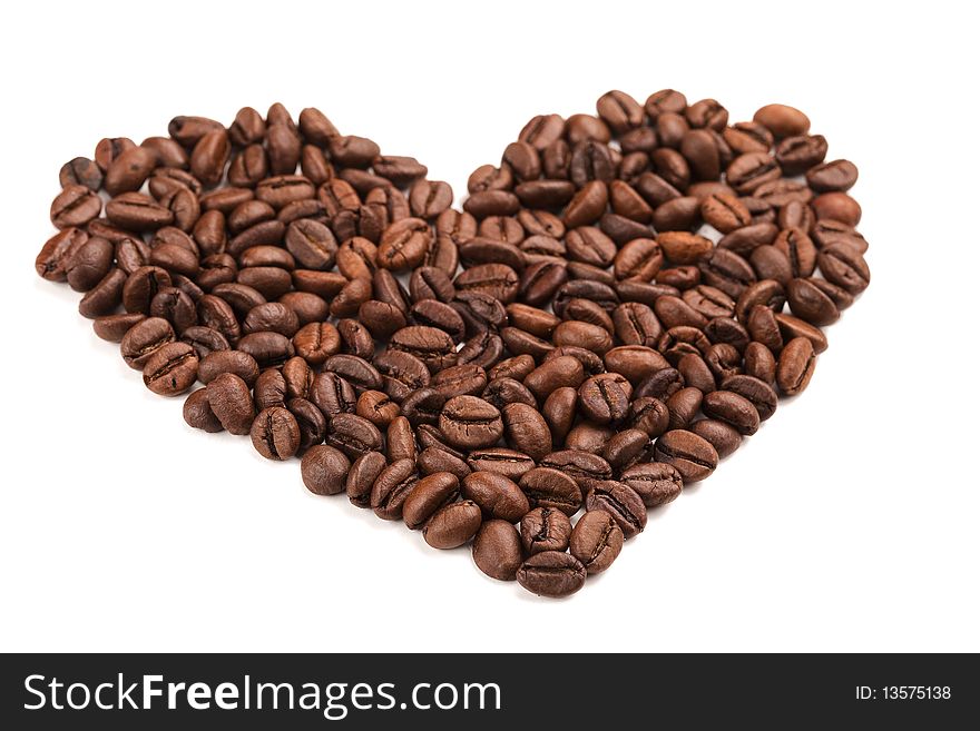 Coffee-beans heart against white backround. Coffee-beans heart against white backround