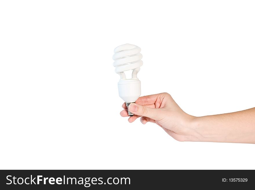 A Better Light Bulb. Fluorescent light bulb isolated on a white background. A Better Light Bulb. Fluorescent light bulb isolated on a white background.