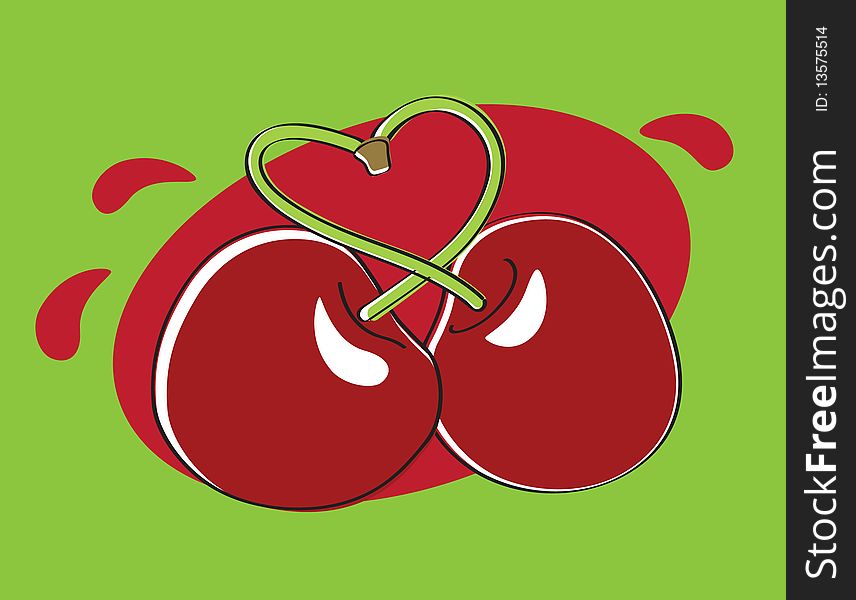 Vector illustration. Ripe and juicy cherry.