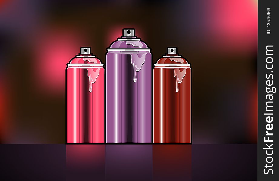 Spray cans on a abstract background