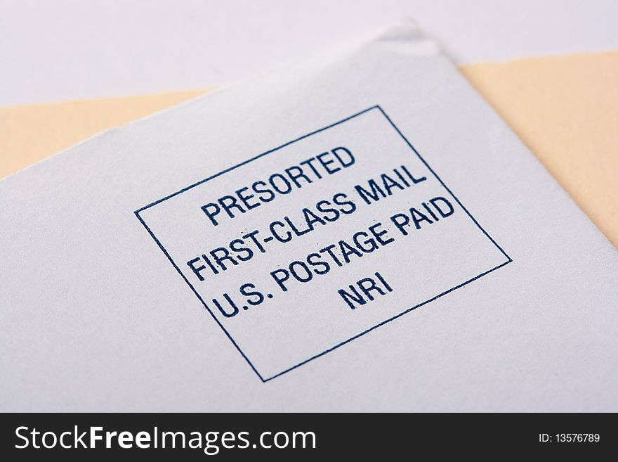 The post envelope with a place where can there is a stamp.