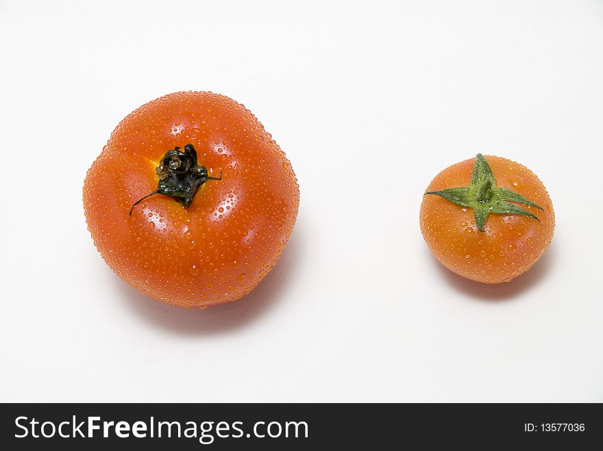 The big and small fresh tomato. The big and small fresh tomato