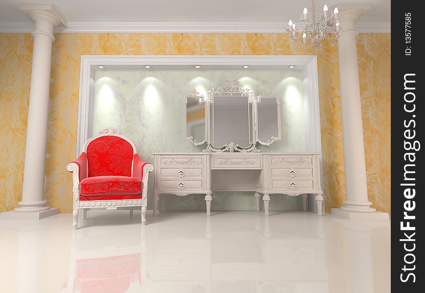 3d interior with composition and classics stile