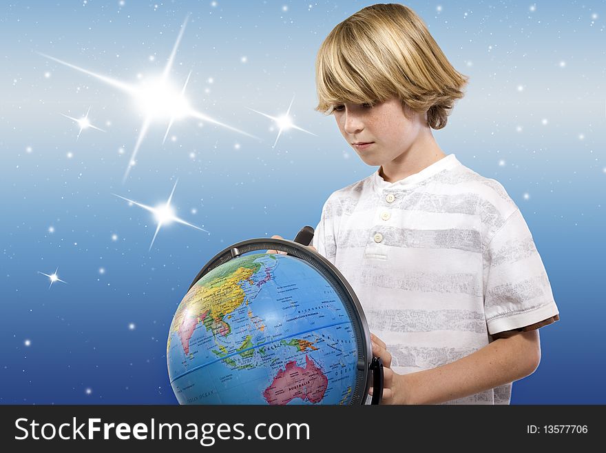 Boy With The Globe (clipping Path)