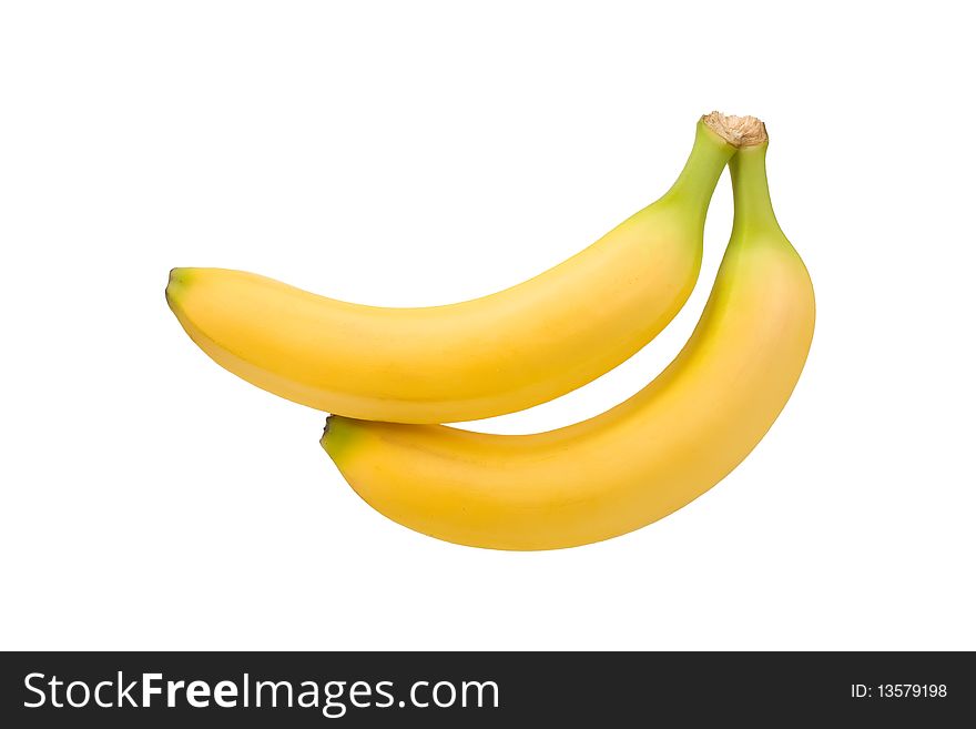 Two bananas. Isolated on white. Two bananas. Isolated on white