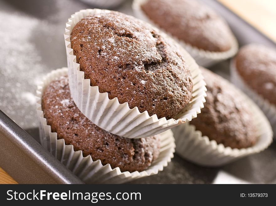 Baked Chocolate muffins homemade cakes.