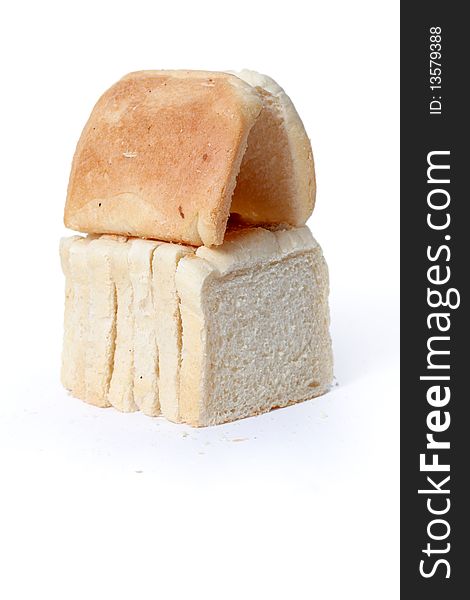 White bread on the white background