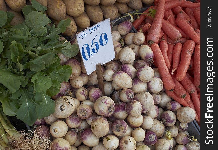 A feast of vegetables, potatoes, carrots, turnips, fresh onions