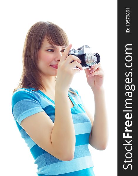 Girl photographs on a white background. Girl photographs on a white background