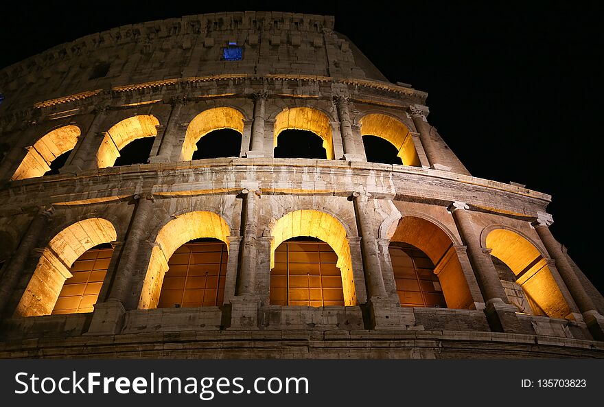 Colosseum at Night in Rome City, Italy. Colosseum at Night in Rome City, Italy