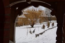 The Winter Door.A View From A Church In Romania Stock Image The Winter Door.A View From A Church In Romania Stock Image