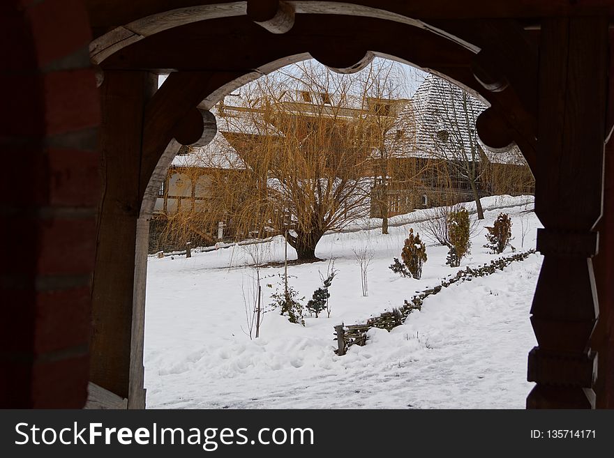 The Winter Door.A View From A Church In Romania