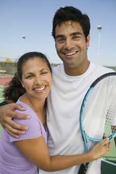 Mixed Doubles Tennis Players On Tennis Court Stock Image Mixed Doubles Tennis Players On Tennis Court Stock Image