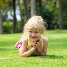 Little Girl On Meadow Stock Image Little Girl On Meadow Stock Image