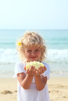 Beauti Girl With A Seashell Royalty Free Stock Images Beauti Girl With A Seashell Royalty Free Stock Images