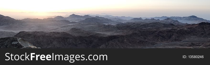 Dawn mist in the mountains of Sinai. Dawn mist in the mountains of Sinai