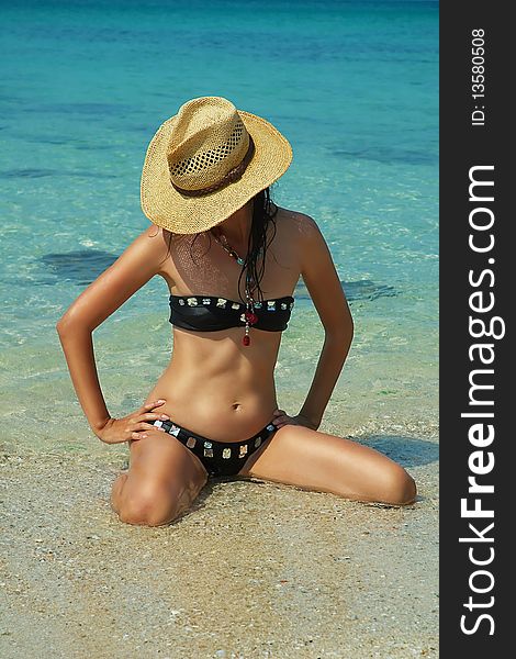 Beautiful women on the beach. Relaxing landscape. Beautiful women on the beach. Relaxing landscape.