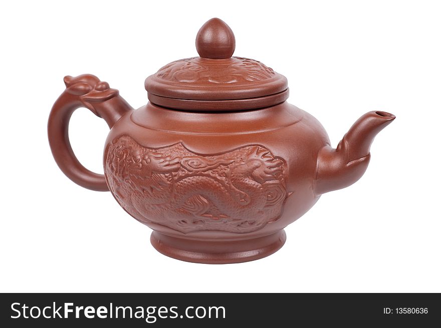 Teapot with a dragon isolated on a white background clipping path. Teapot with a dragon isolated on a white background clipping path.