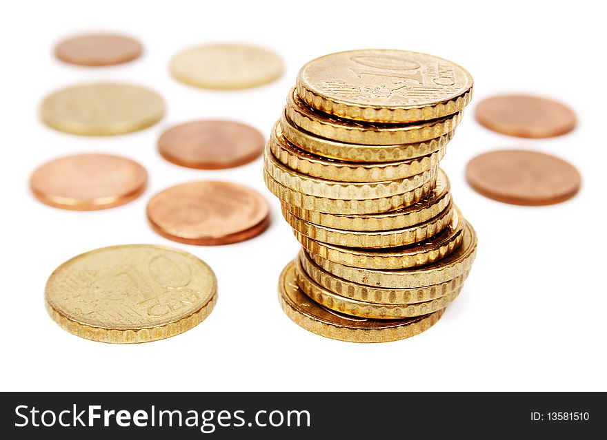 Coins isolated on white background