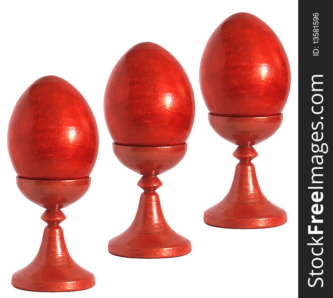 Three red Easter eggs.