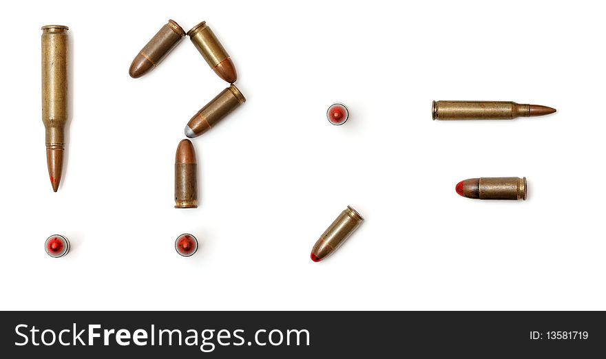Punctuation marks made of cartridges isolated