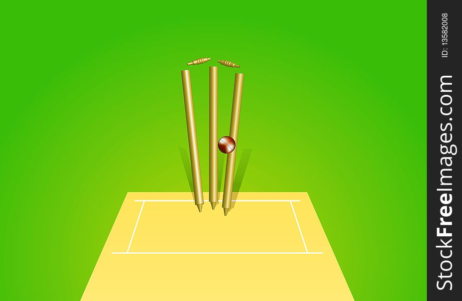 Stumps are bold over by a cricket ball. Stumps are bold over by a cricket ball.