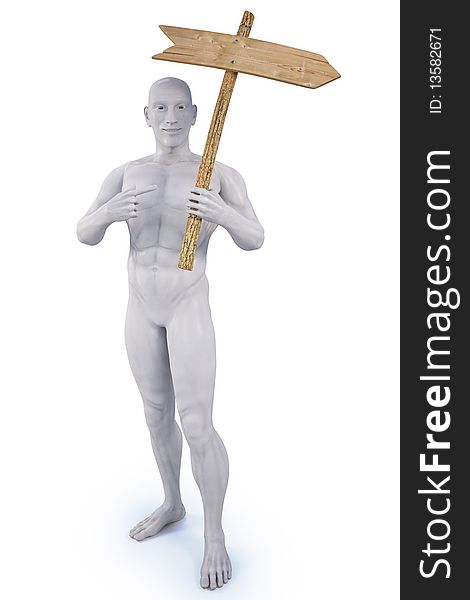 Statue of a man holding a pointer. with clipping path.