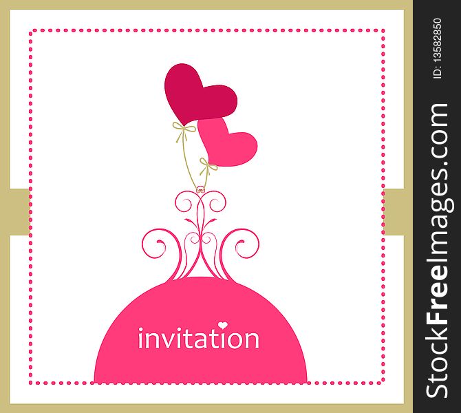 Valentine Heart Balloons - Invitation Card