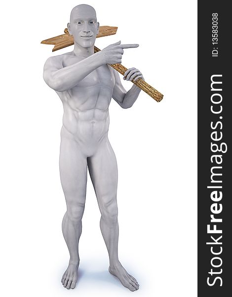 Statue of a man holding a pointer. with clipping path.