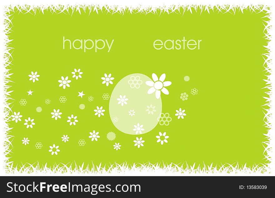 Easter egg and flowers on a green background. Easter egg and flowers on a green background.