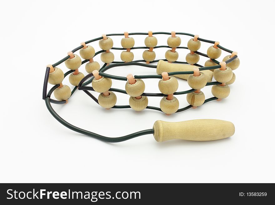 Tape for massage of a body with wooden rollers