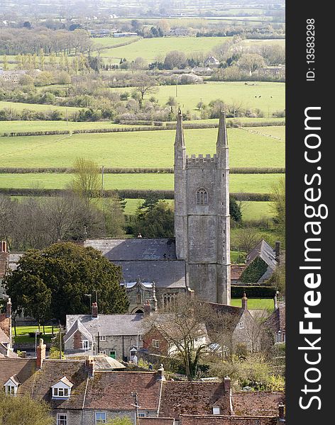 St Michael the Archangel church from Mere castle. St Michael the Archangel church from Mere castle