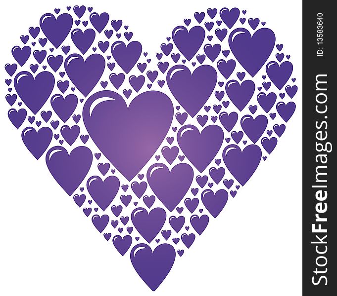 Big Heart made of small Purple Hearts