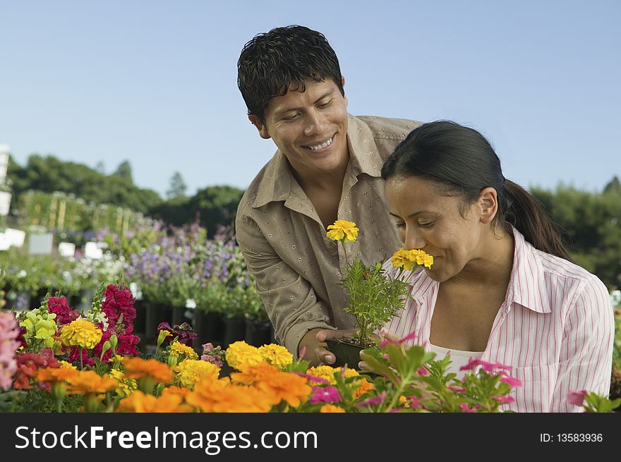 Couple Shopping at Plant Nursery