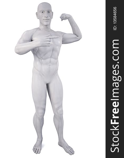 Statue of a man shows his biceps. with clipping path. Statue of a man shows his biceps. with clipping path.