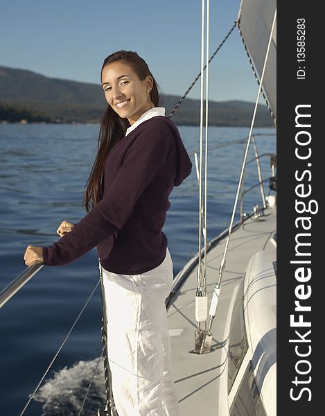 Young Woman On Sailboat