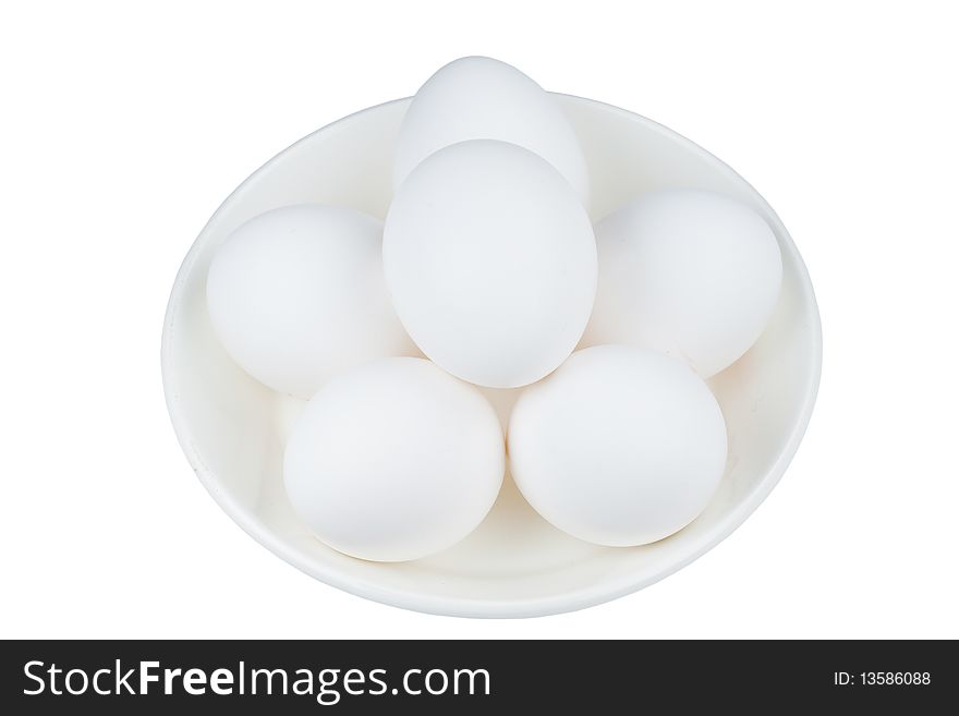 Egg in plate on white background