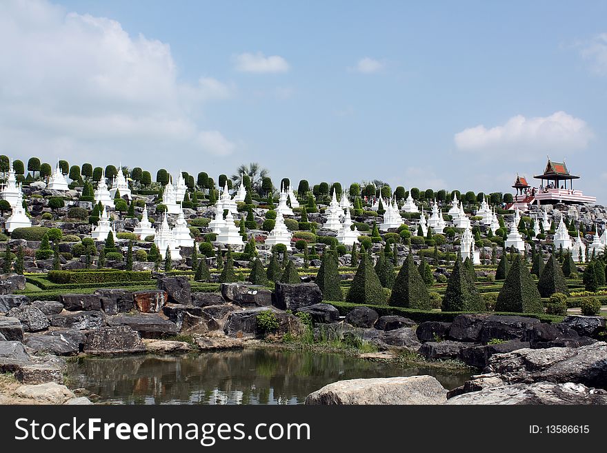 Cemetery in park Nong Nooch in Thailand