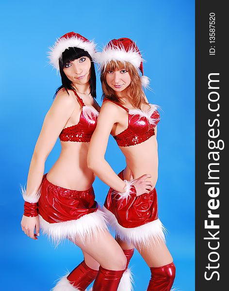 Female Models In Santa Cap.