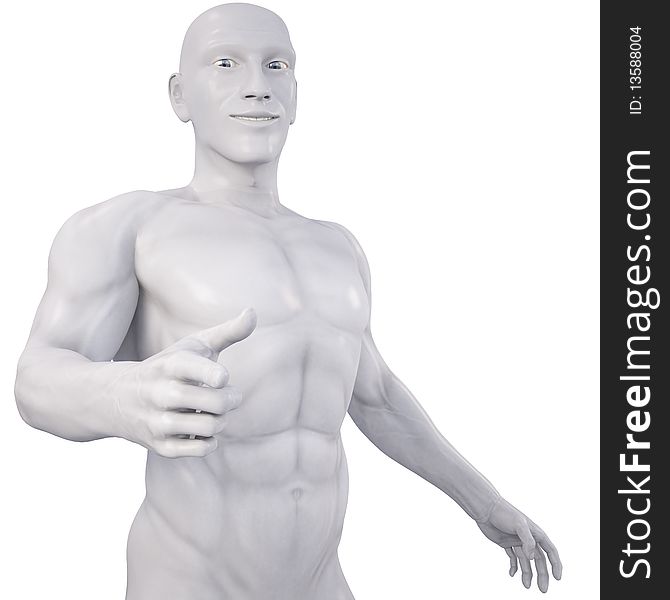 Man statue points to you. with clipping path.